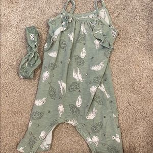Tank top romper with matching bow 3/6 month